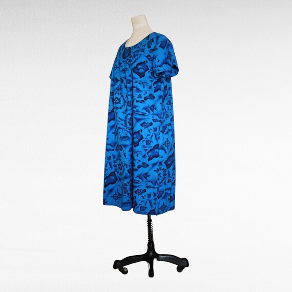 Vintage Coastal Hawaiian Kaftan | Blue Sundress |… - image 6