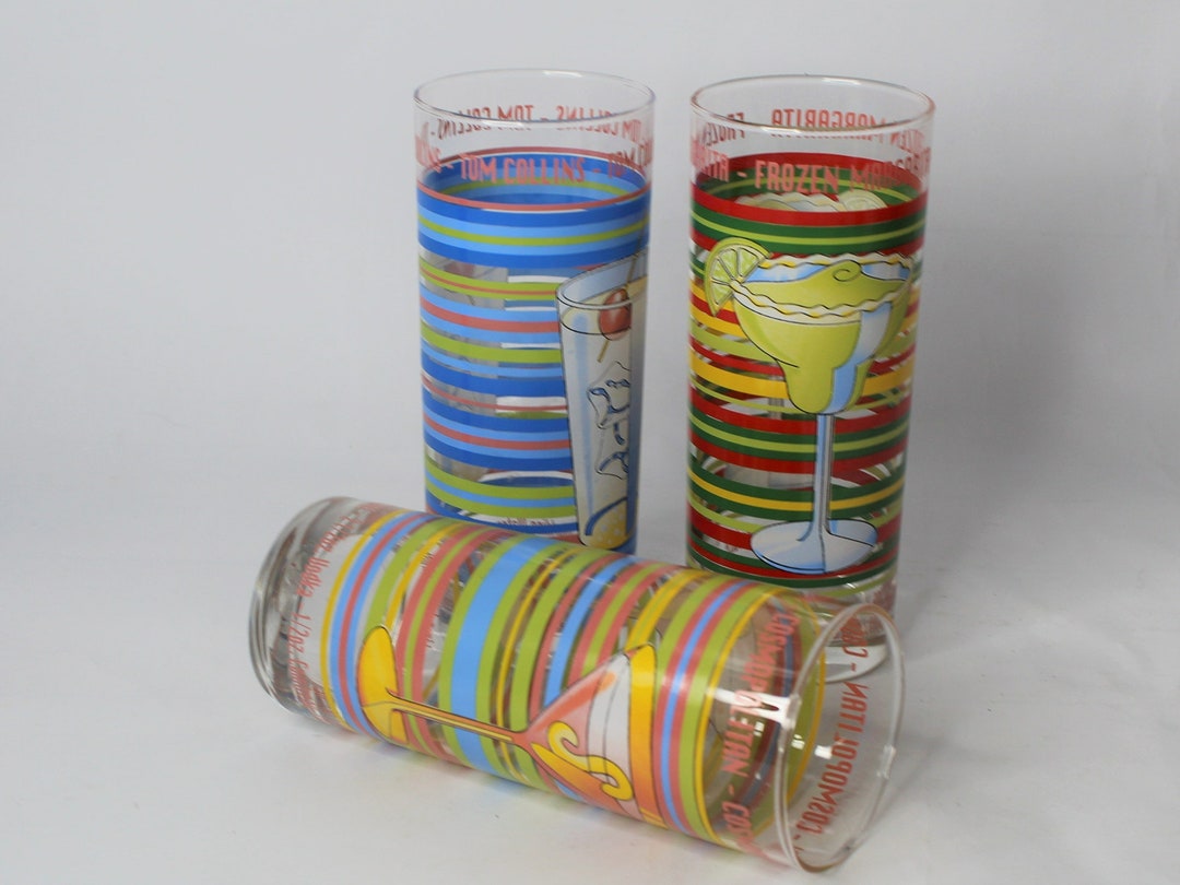 TIKI BAR GLASSES, Set of 3 Highball Glasses, Man Cave Bar Ware, Voodoo