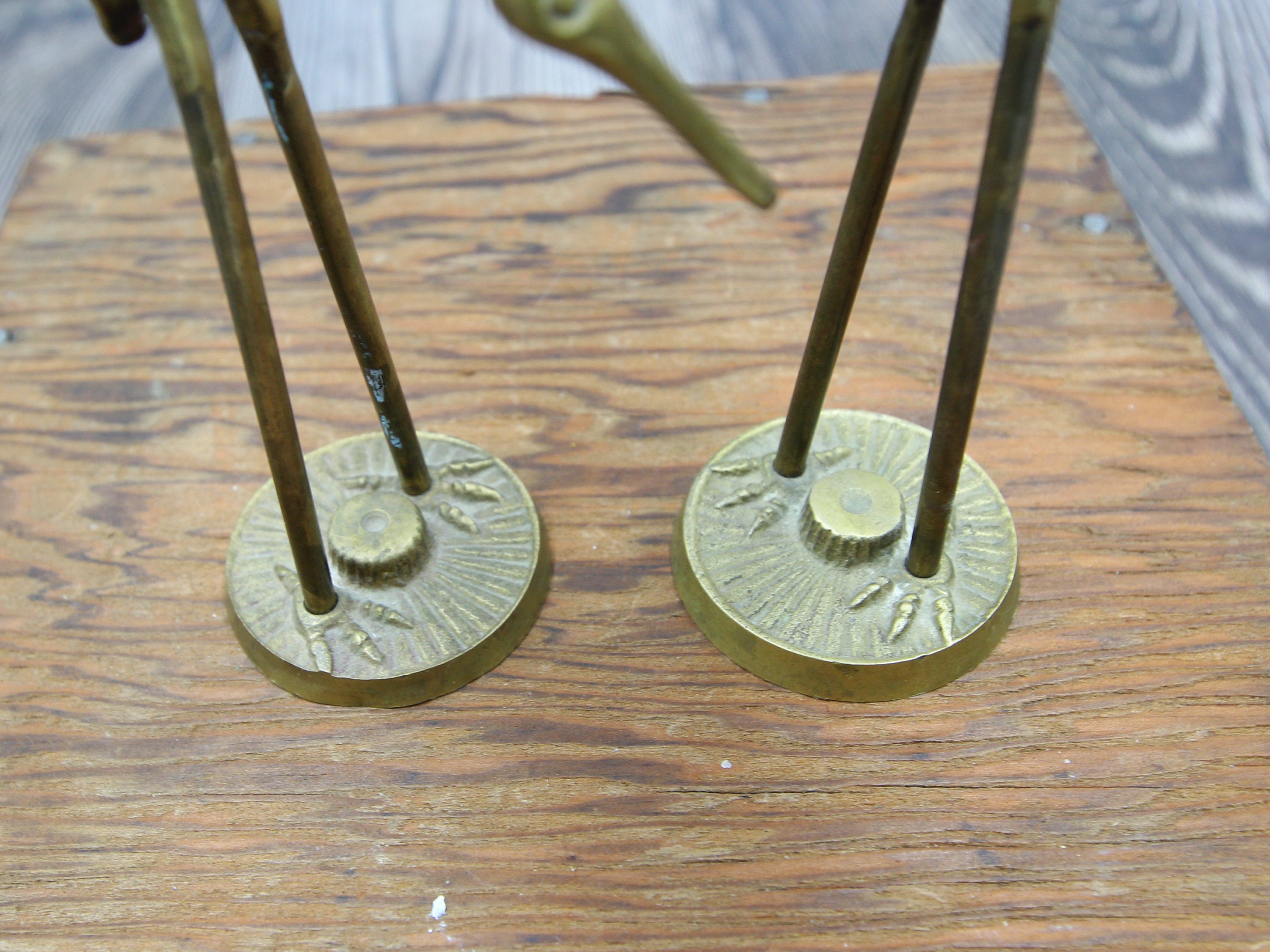1970's BRASS CRANES Set of Two Vintage Brass Birds