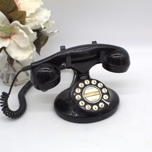 1980&#39;s BLACK PRINCESS PHONE retro push button working phone black vintage telephone for office or retro home decor gift