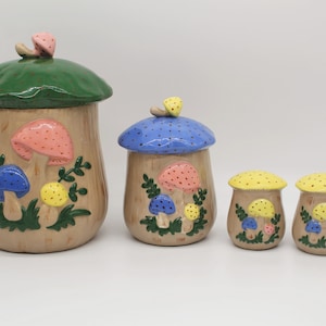 1970s Mushroom Kitchen Canisters & Shakers | Atomic Decor