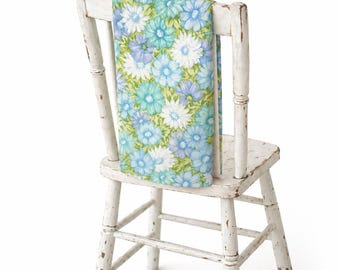 Sábana plana individual / Ropa de cama con margaritas azules / Decoración estilo casa de campo