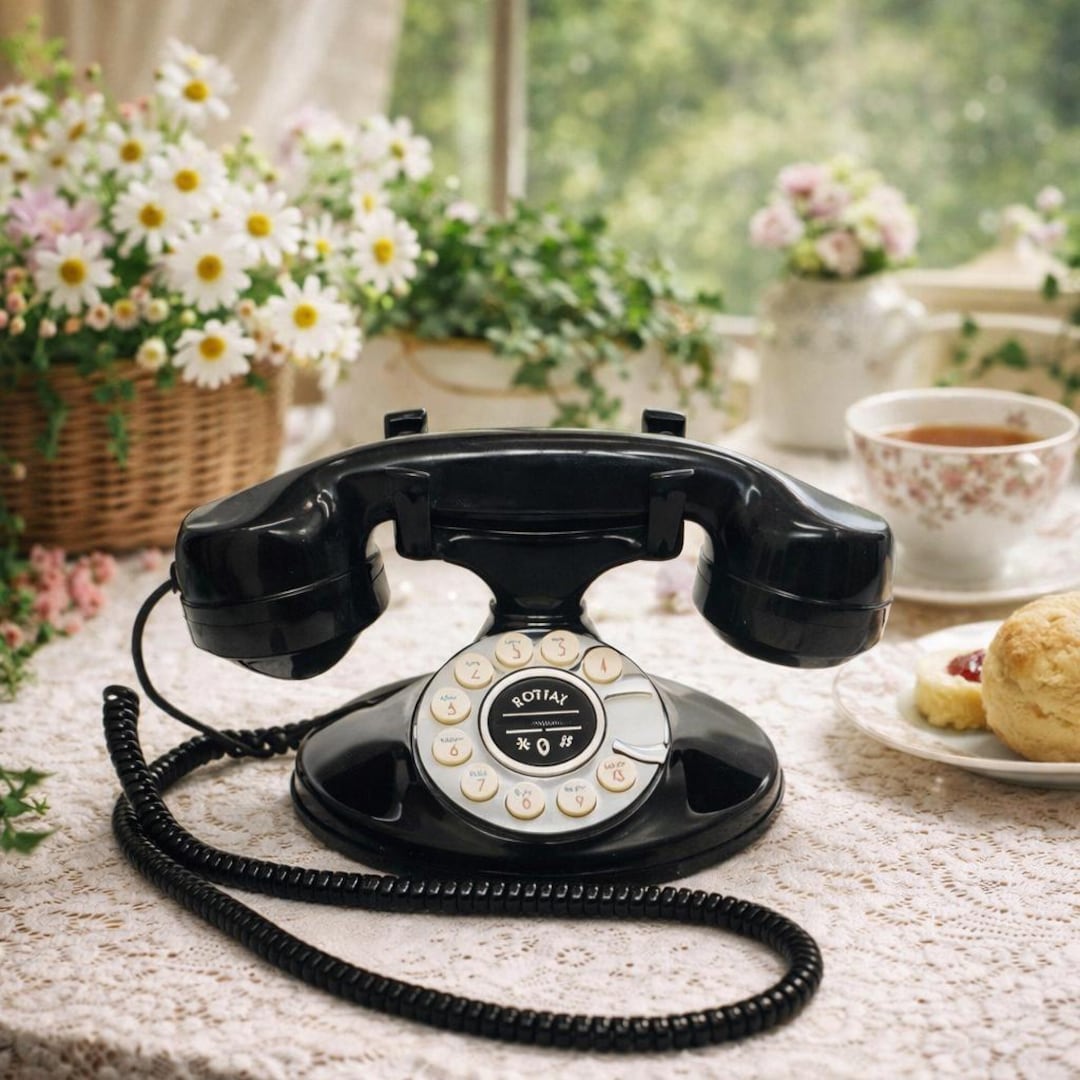 1980s Black Princess Phone: Push Button Landline, Tested Working