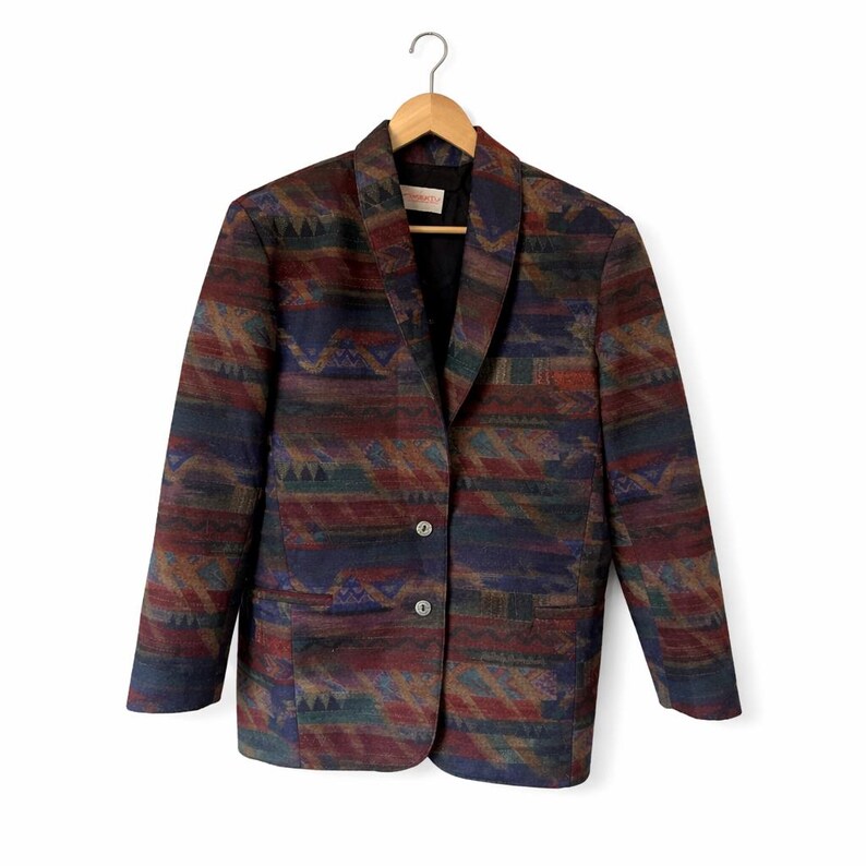 1980s Aztec Blazer | Oversized Size Large | Chic Southwest Jacket - Etsy