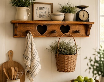 Cottage Heart & Pegged Shelf | Country Farmhouse Display