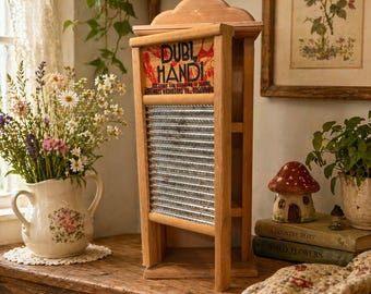 Vintage wasbordkast | Primitieve Cottage Curio-display | 23" hoog"