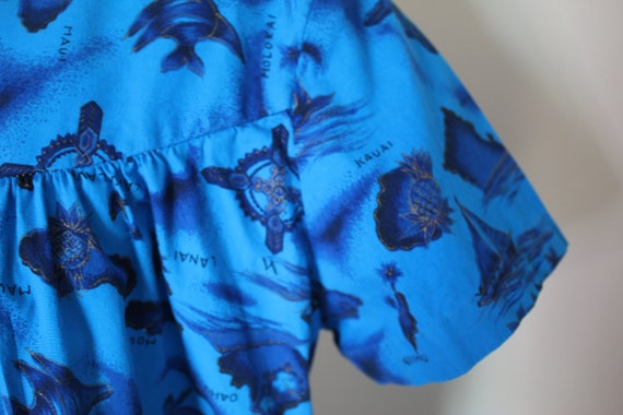 Vintage Coastal Hawaiian Kaftan | Blue Sundress |… - image 4