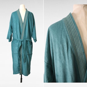 1990'S MEN'S BATHROBE teal belted robe gender neutral clothing, sleepwear loungewear gift for him, dads clothing bath robe giftware
