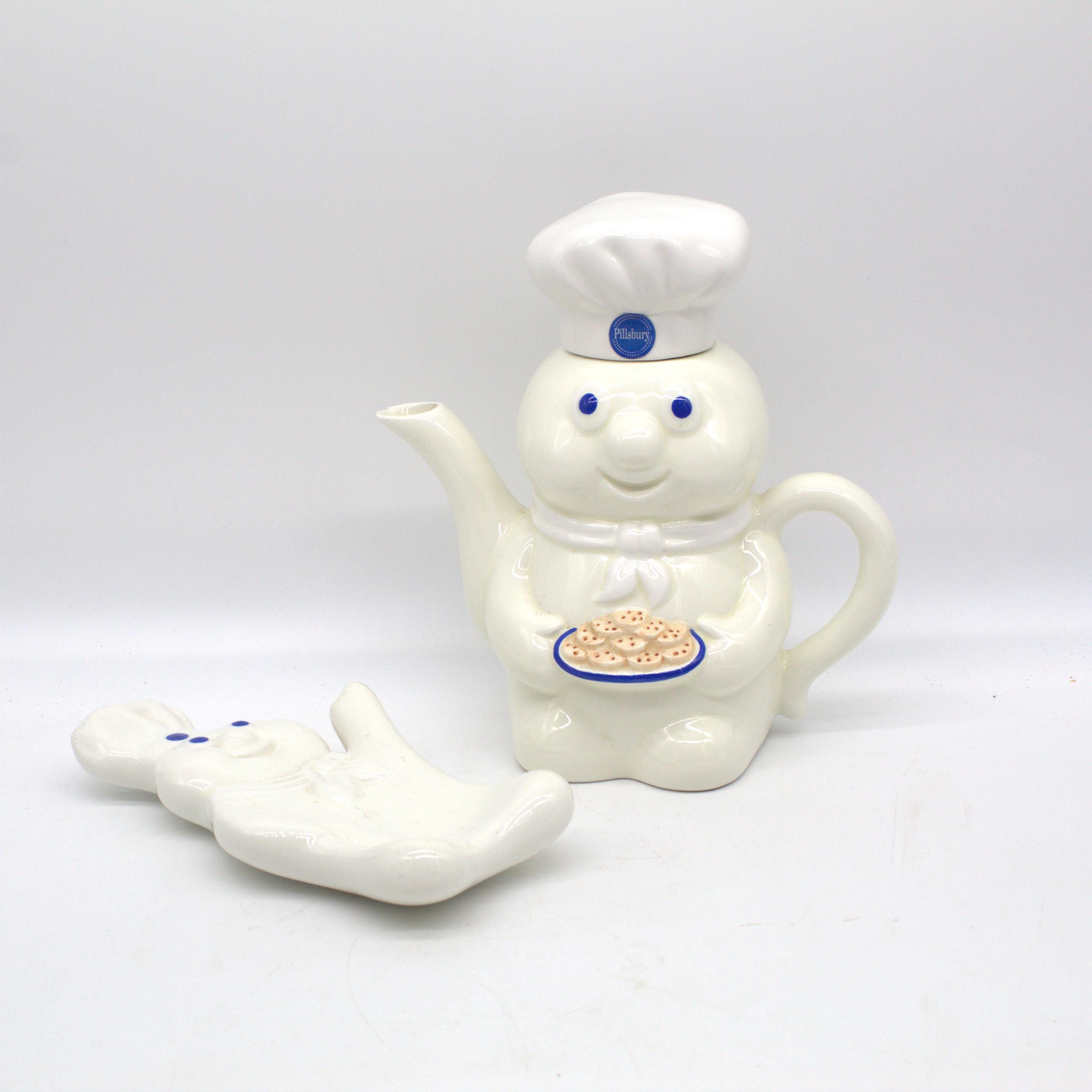 VINTAGE PILLSBURY DOUGH Boy Teapot & Spoon Rest | 90's Kitchen