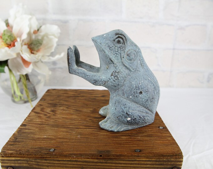 CAST IRON FROG Door Stop or Bookend, Vintage Rich Patina Door Stop