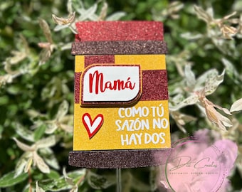 Red Mother's Day Cake Topper|Dia de las madres|Cake Topper|Gifts for mom|Sazon|MamÁ|Cardstock Cake Topper|Custom|Personalized Cake Topper