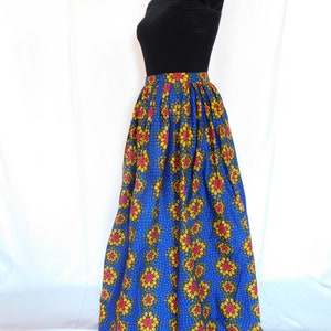 Blue Ankara maxi skirt. Ankara pleated skirt. African print skirt. Long skirt. Women long skirt. Skirt for women. Summer maxi skirt.