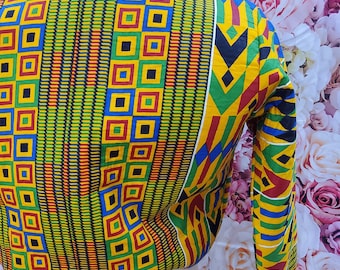 Chaqueta bomber con estampado africano. Chaqueta bombardera de Ankara. Chaqueta de Ankara. Chaqueta de estampado mixto de Ankara. Chaqueta hinchada.