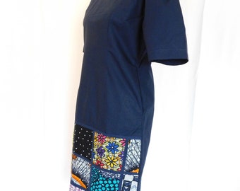 African Print Patched Dress Blue Ankara Dress African Print