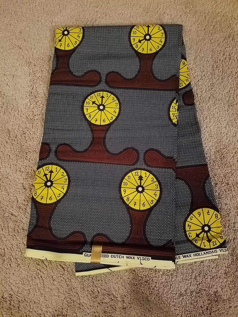 Dutch Wax African print Clock print Ankara fabric