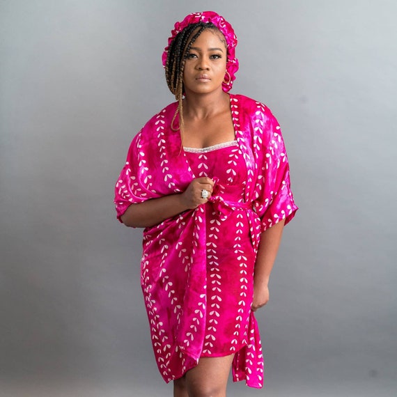 African Print Night Gown Set. African Print Bonnet Christmas Gift