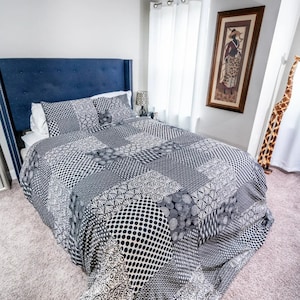 Black and White Duvet Cover, Duvet Cover with Pillow Cover, King Size Duvet Cover, Queen Duvet Cover, Pillow Cover, 100% Cotton Duvet Set