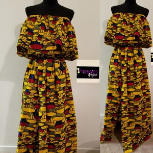 African print crop top with maxi skirt. Ankara maxi skirt.  Ankara slit skirt. Ankara crop top. Ankara top. Ankara maxi. Ankara design.