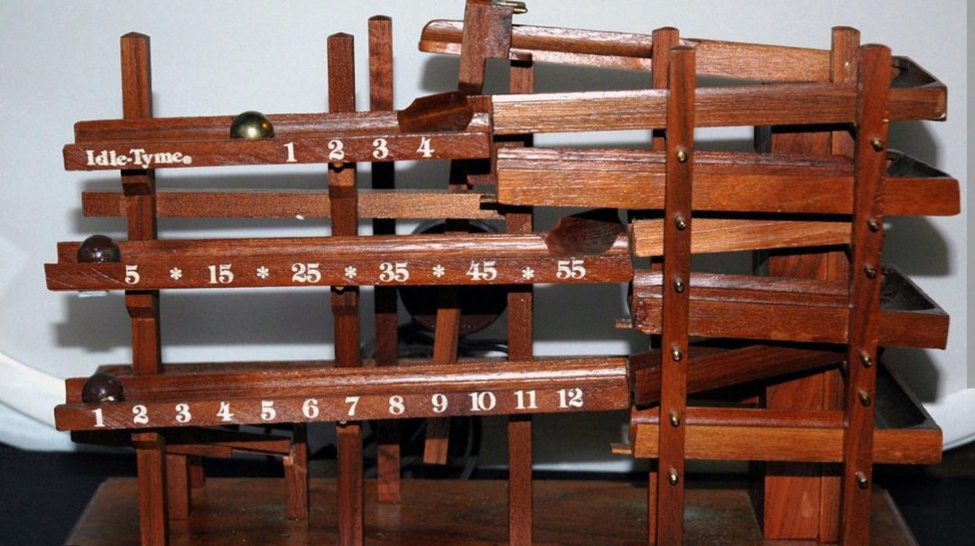 Idle Tyme Rolling Ball CLOCK Black Walnut RARE Unique Etsy