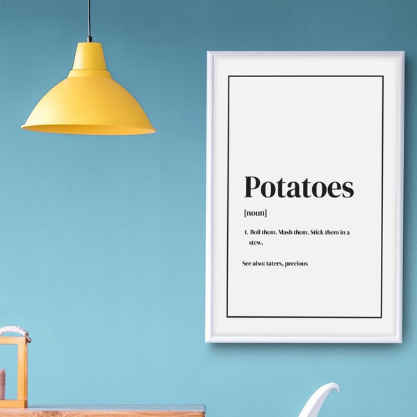 Potatoes Definition Poster - Lord of the Rings Poster, LOTR Poster, Lord of the Rings Wall Art, Nerdy Poster, Geeky Home Decor, Kitchen Art