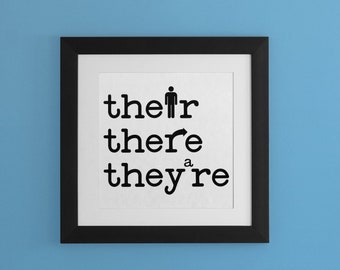 「There They're」ポスター：文法教室とオフィスの壁アート