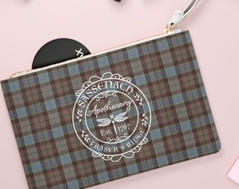 Pochette d'apothicaire Sassenach : bracelet en cuir végétalien tartan écossais