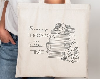 Bolsa de regalo de lona de algodón "So Many Books" para amantes de los libros