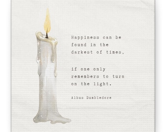 HP Quote Art, Nursery Art, Wizard Wall Art, Kids Room Decor, Classroom Wall Art, Happiness Can Be Found If Remember To Turn On The Light