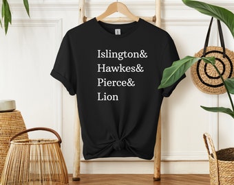 Emma M Lion Shirt: Beth Brower Books Fan Tee in black with names in white