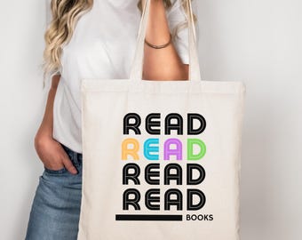 Read Books Cotton Canvas Tote Bag: Book Lover Gift Bag