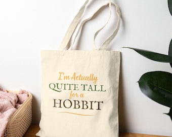 Funny Hobbit Tote Bag, Gag Gift Bag for Book Lovers, Cotton Canvas Carryall, Reusable Shopping Bag, Novelty LOTR Shoulder Bag,
