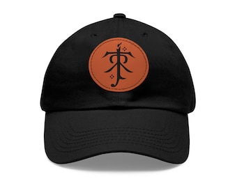 Gorra de El Señor de los Anillos - Logotipo de J. R. R. Tolkien, parche de cuero