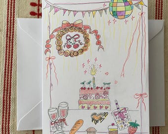 Hand-Painted Whimsical Birthday Card – Storybook Style Personalised Greeting