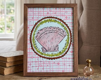 Seashell Reverie – Original Hand-Drawn Illustration | A4 One-of-a-Kind Artwork