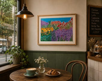 Garden Poetry No. 1, Original Floral Oil Pastel Painting, Colourful Contemporary Nature Wall Art
