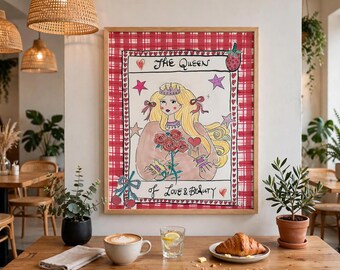 Queen of Love & Beauty Original Hand Painted | Whimsical Illustration | Feminine Wall Art Decor |
