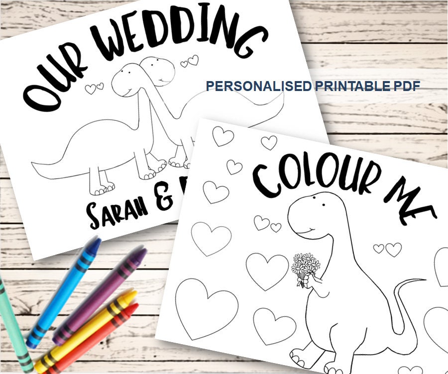 Personalised Dinosaur Wedding Colouring & activity book for | Etsy