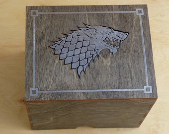 House Stark Direwolf Stash Box with rolling tray