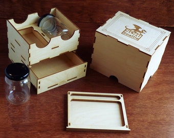 Custom Stash Box with 2 Jars and Rolling Tray