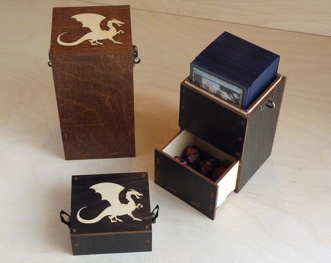 Magic Dragon 100 Card Latching Wooden Deck and Dice Box
