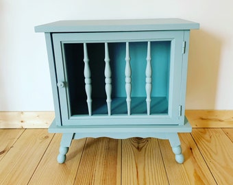 Calm blue vintage bedside table. 50s. French vintage.