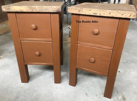 Handcrafted Nightstand End Tables With Double Drawers Painted Etsy