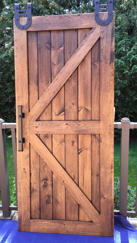 Handcrafted Rustic Barn Sliding Barn Door With Black Rustic Etsy