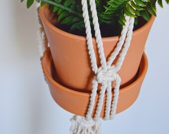 100% Cotton Macrame Plant Hanger / Boho Chic Hanging Basket