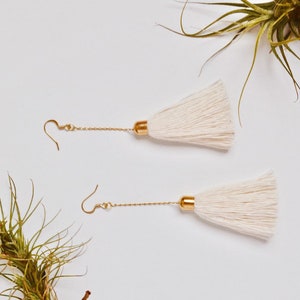 Gold Tassel Earrings / Fringe Earrings / Gold Drop Chain Tassel Earring / Dangle Earring / Boho Style Earring image 3