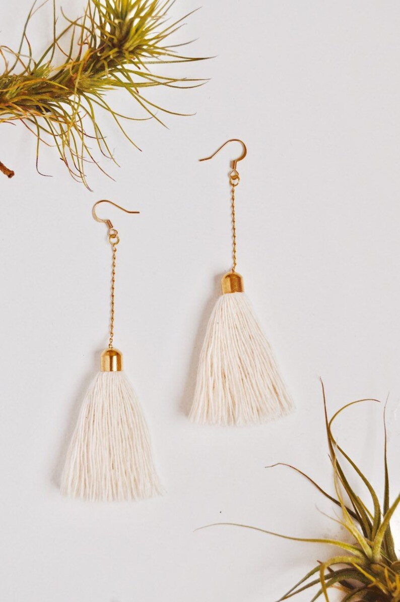 Gold Tassel Earrings / Fringe Earrings / Gold Drop Chain Tassel Earring / Dangle Earring / Boho Style Earring image 2