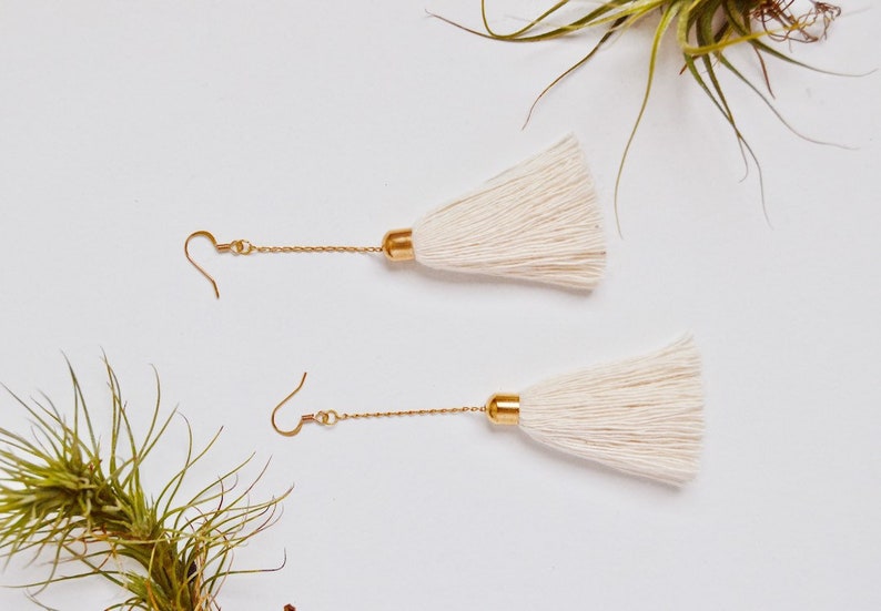 Gold Tassel Earrings / Fringe Earrings / Gold Drop Chain Tassel Earring / Dangle Earring / Boho Style Earring image 4