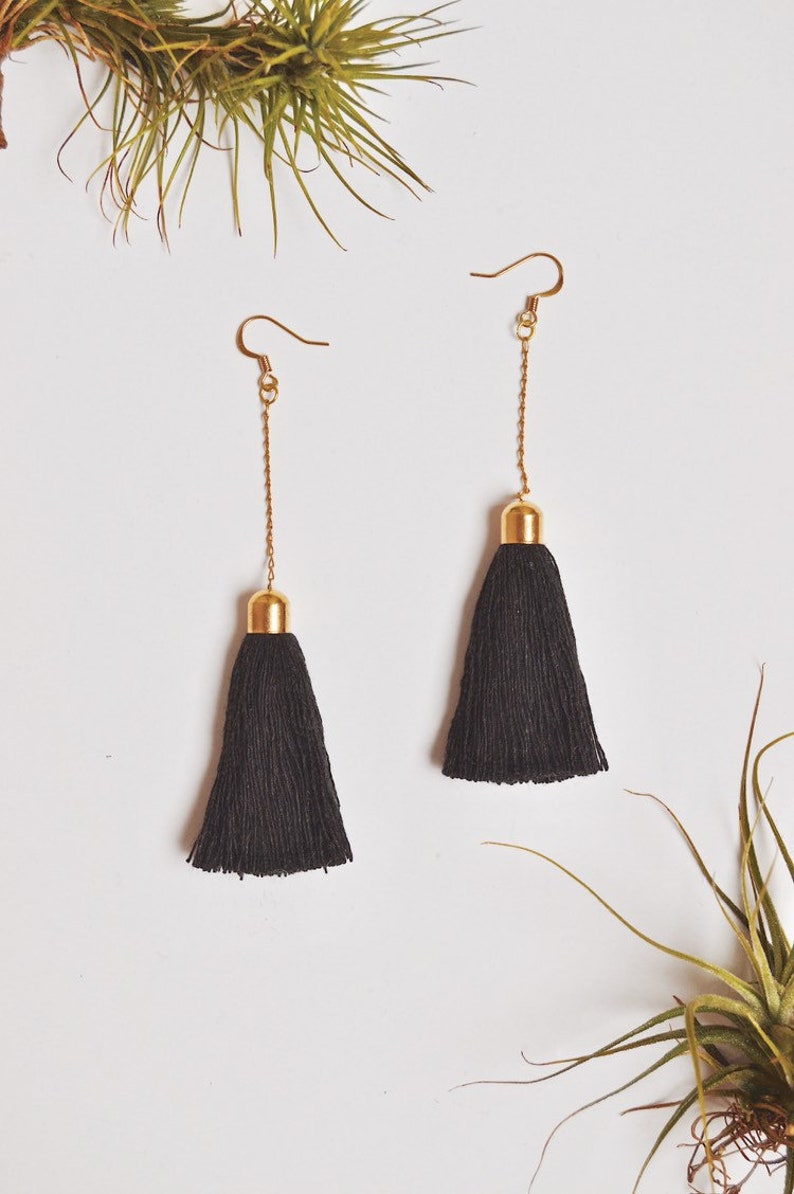 Gold Tassel Earrings / Fringe Earrings / Gold Drop Chain Tassel Earring / Dangle Earring / Boho Style Earring image 5