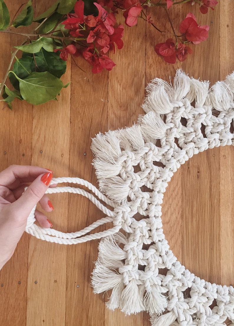 Macrame Wreath / Holiday Wreath / Macrame Home Decor / Macrame Wall Hanging image 7