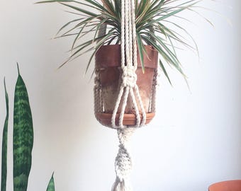 Double Helix Macrame Plant Hanger / Hanging Basket / Boho Decor / Modern Macrame / Plant Decor